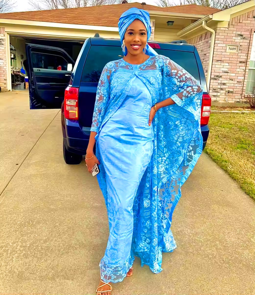 Tenue de fête Eid — Ensemble lace bleu